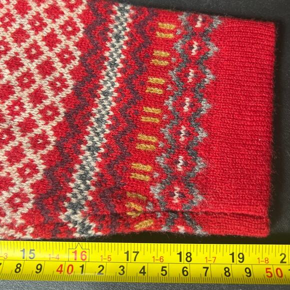 LL Bean Sweater Mens XL Reg Fair Isle Nordic 100% Lambswool Quarter Zip - Picture 6 of 6